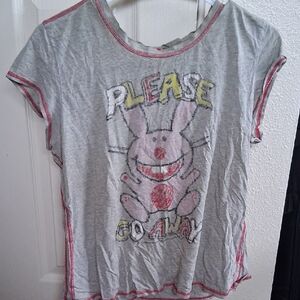 Playful Gray Kids Tee with Bunny Graphic